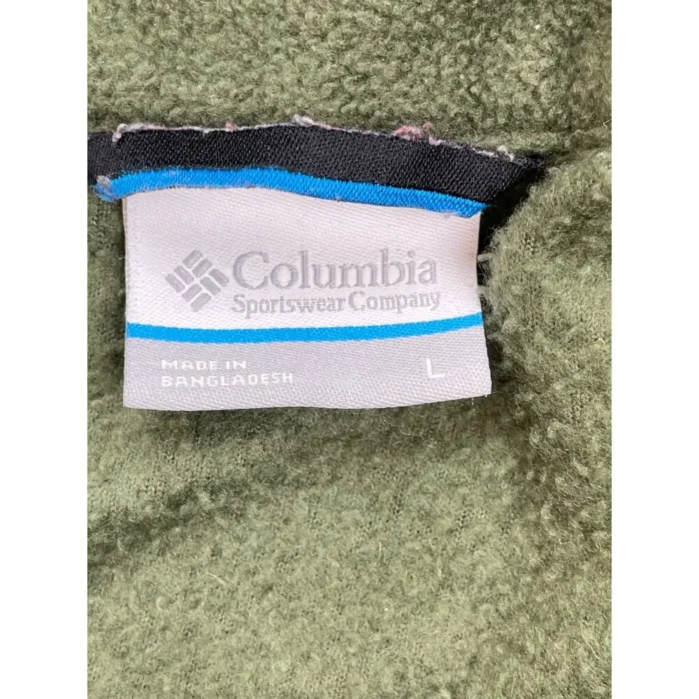 Columbia Jacket Womens Large Green Fleece Long Sleeve Full Zip‎ Mock Neck